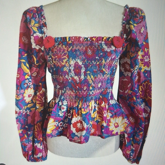 Figue (Like New!) Peony Smocked Floral Top - Picture 1 of 7